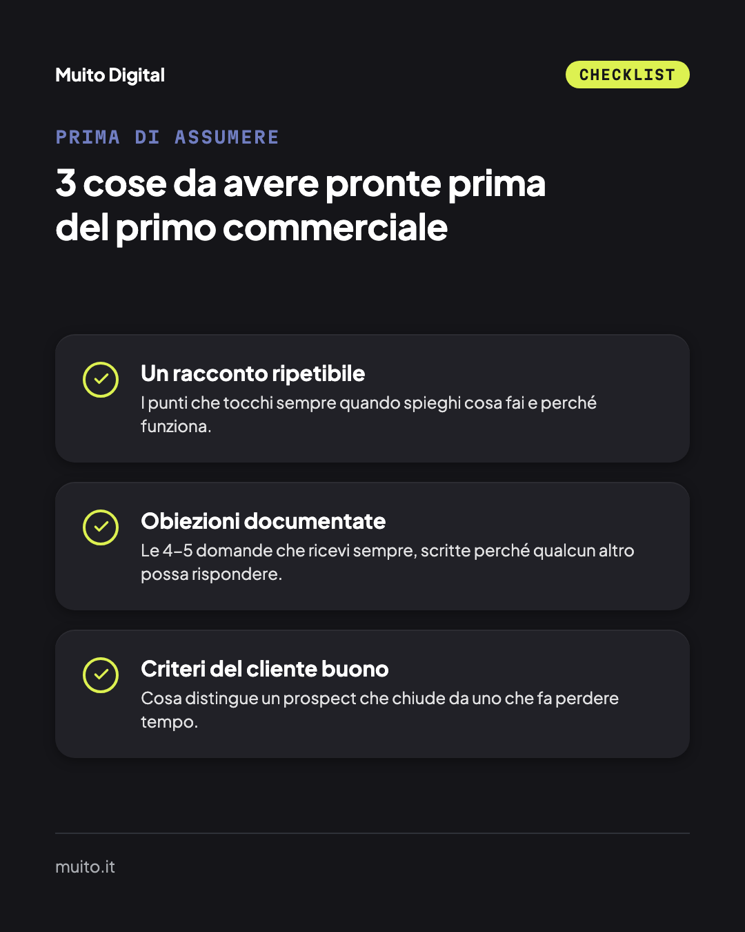 Checklist: 3 cose da avere pronte prima del primo commerciale
